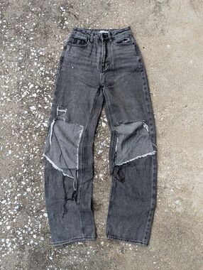Distressed Faded Black Jeans